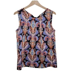Banana Republic Factory | Colorful Print Tank Blouse with Tie Back Size Small
